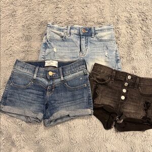 Abercrombie Kids Denim Shorts Trio - Light Blue, Dark Blue, Black